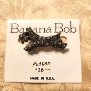Vintage Banana Bob Scottish Terrier Brooch Pin 1990's Animalia Jewelry
